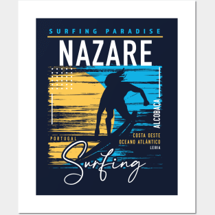 Retro Nazare Portugal Surfing // Surfers Paradise // Surf Portugal Posters and Art